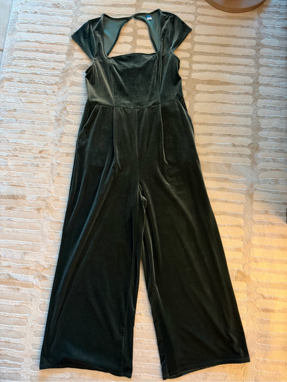 Old Navy Olive Green Velvet Wide-Leg Jumpsuit